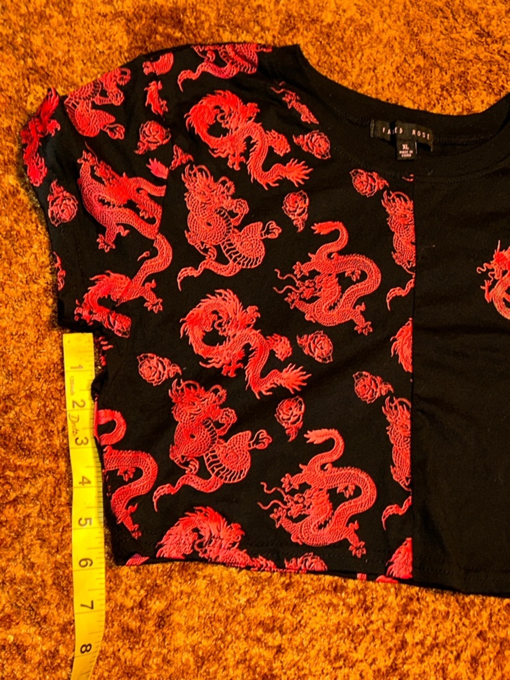 Black & Red Dragon Split Crop Tee - Picture 4 of 7